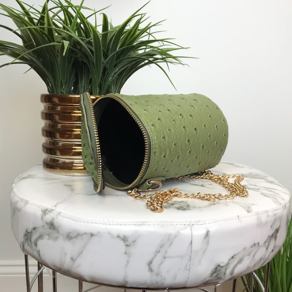 ‼️ Olive Green Ostrich Mini Purse Bag With Strap - Picture 5 of 6